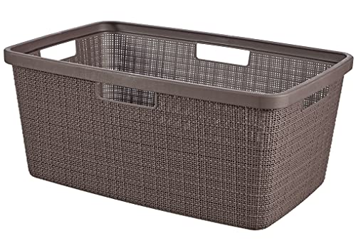 Curver Jute Woven Effect 70% Recycled Rectangular Laundry Basket 46 Litres – Peppercorn