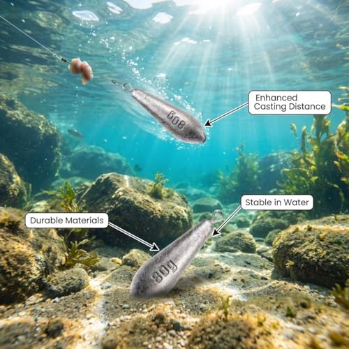 Plombs de pêche goutte d'eau pour poisson-chat et bar en eau douce - 4