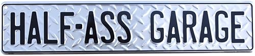 TG,LLC Metal divertido medio culo garaje placa de diamante estaño calle signo hombre cueva tienda mecánico decoración de pared