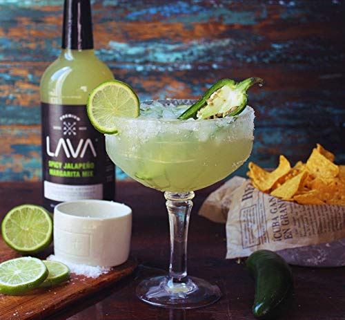 LAVA Premium Spicy Jalapeño Margarita Mix & Skinny Paloma Ruby Red Grapefruit Cocktail Mixer by LAVA Craft Cocktail Co., Low Calorie, Lots of Flavor and Ready to Use 1-Liter (33.8oz) Glass Bottles