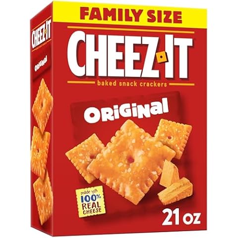 Cheez-It Cheese Crackers, Baked Snack Crackers, Lunch Snacks, Family Size, Original, 21oz Box (1 Box) Cover