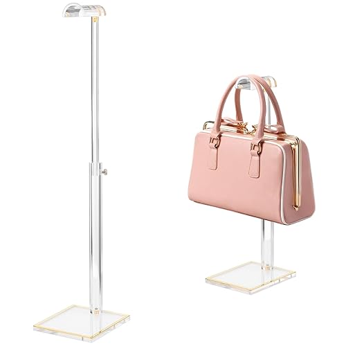 2 Pcs Acrylic Purse Display Stand Set with Adjustable Height,