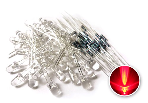 microtivity IL112 5mm Clear Red LED w/Resistors (Pack of 30)