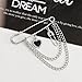 coadipress Hanging Long Chain Brooch Pin for Men Women Fashion Retro Silver Butterfly Bar Pins Safety Pin Punk Cool Chains Sweater Shawl Collar Coat Brooches Pin for Girls (Black Heart&Pin)