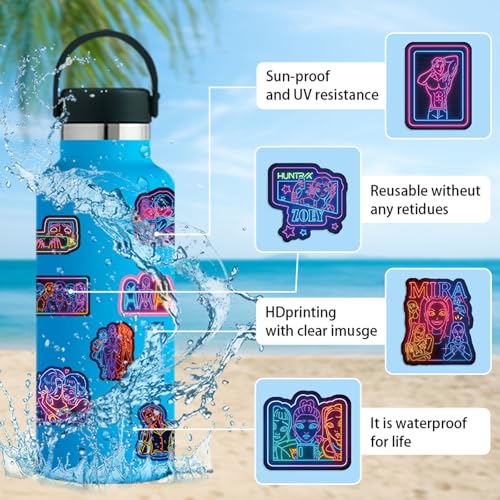Image of K-pop Party Favors Stickers - 50 Neon Effect Unique Vinyl Stickers for Fans, Laptops, and Journals,Skateboard Bike Bumper Car Guitar Water Bottle Luggage
