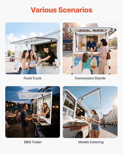 Image of VEVOR Concession Window Aluminum Alloy Frame Service Windows for Food Truck, Up to 85 Degrees Stand Serving Window with Awning Door and Drag Hook (2 left&right sliding windows, 36x24in)
