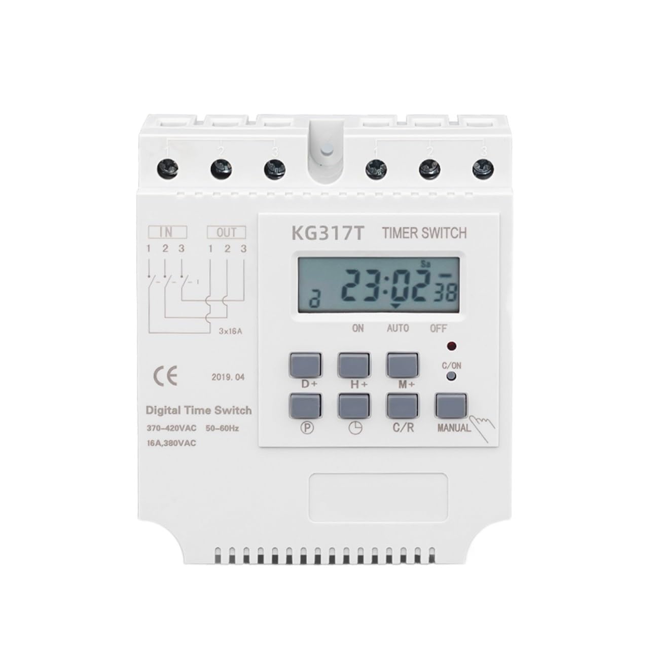 ZERVA Interruptor Temporizador 380V 415V, Temporizador trifásico, Interruptor de Tiempo Digital programable semanal de 7 días