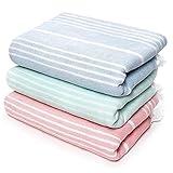 Kaufman - Sand Free Fouta Horizontal Stripe Quick Dry Oversized Beach Towel , 3-Pack Large 32' X 62'...