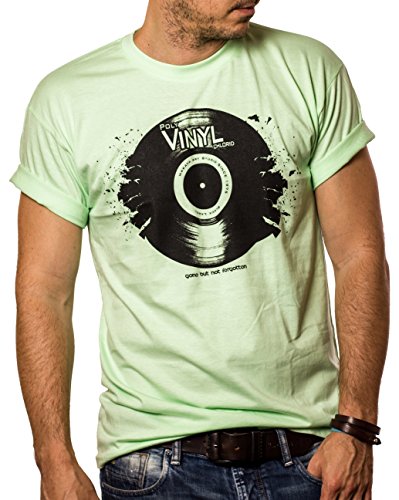 Camiseta de Musica Electronica Hombre - Vintage Vinyl DJ - Verde XL