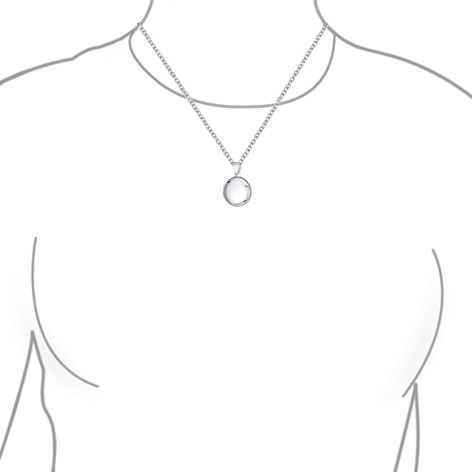 Bling Jewelry Medaglioni Fotografici Personalizzati Semplici A Cupola Rotonda Per Donne E Adolescenti Lucidati In Argento .925 Collana Con Ciondolo Che Contiene Foto