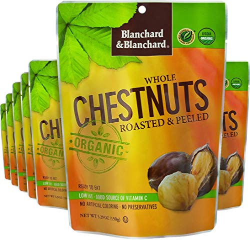 Blanchard &amp; Blanchard Organic Whole Chestnuts Roasted and Peeled (Pack of 12)