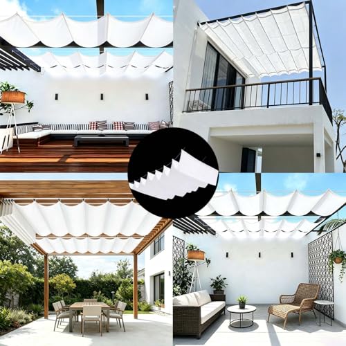 Voile d'ombrage rétractable anti-UV en vague pour le jardin - 8