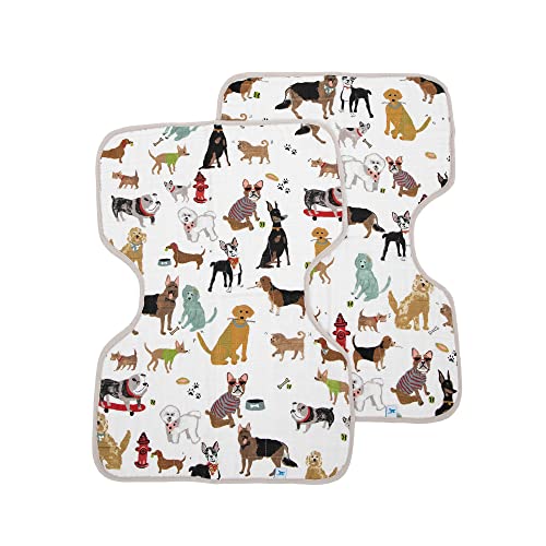 Image of Little Unicorn 2 Pack Cotton Muslin Burp Cloths | 100% Cotton | Multi-Layer | Ultra Absorbent & Soft | Reversible | Large 21 x14 (Woof)