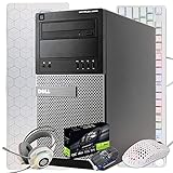 Dell Gaming PC Desktop Computer Tower, Intel i5 16GB RAM 512GB SSD + 1TB HDD, Windows 10, Nvidia GT 1030 2GB, New RGB Gaming Keyboard, Mouse, Headset & Mousepad (Renewed)(White 4in1 Bundle)