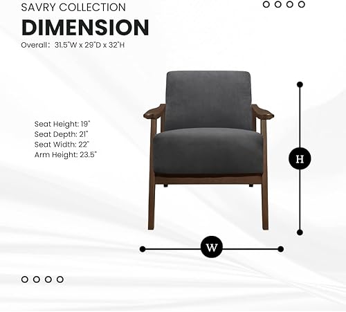 Miniatura 46 de Lexicon Savry - Silla decorativa con brazo de madera de tela de 29 pulgadas de ancho, color naranja Naranja,Marrón claro,Gris