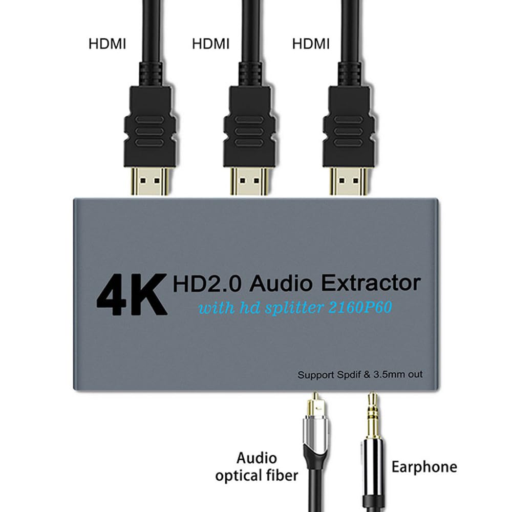 Estrattore Audio HDMI 2.0 4K/60Hz Con Splitter – Uscita SPDIF + 3.5mm, Supporta AC3, DTS, LPCM E Modalità 2CH/5.1CH/PASS
