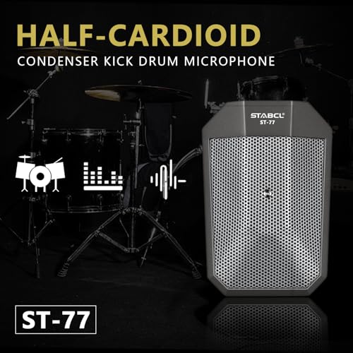 Image of Professional Kick Drum Mic with Stand, Supercardioid Drum Microphone with XLR Connector, Condenser Microphone with Switch, Two-Position EQ Switch, Rugged Metal Bass Drum Mic for Instrument