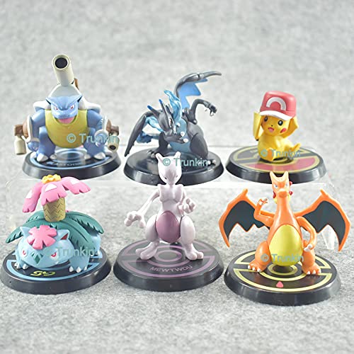 Image of Trunkin|Mewtwo,Venusaur,Blastoise (Set B) 6Pcs (Multicolor) Figure|Figurine With Stand,Action Figure