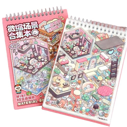 Skrnoai シーンシール 造景シール 20点セット 紙ミニチュア模型 シール素材 紙模型 ミニチュアシーン 紙ドールハウス DIY 3D コラージュ素材 紙素材 手帳素材パック 日記帳 立体シール 韓国系 ニッチ ストレス解消 シール 趣味 紙工芸 ピ