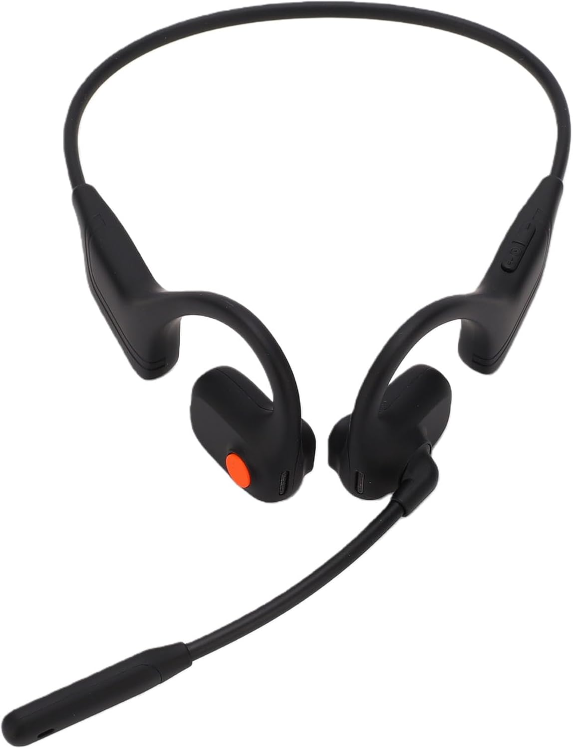 Open Ear Headphones with Mic, Wireless Headset with AI Noise Canceling Mic, Mute Key, Bluetooth 5.3, IPX6, for Working Driving Meeting (Black)