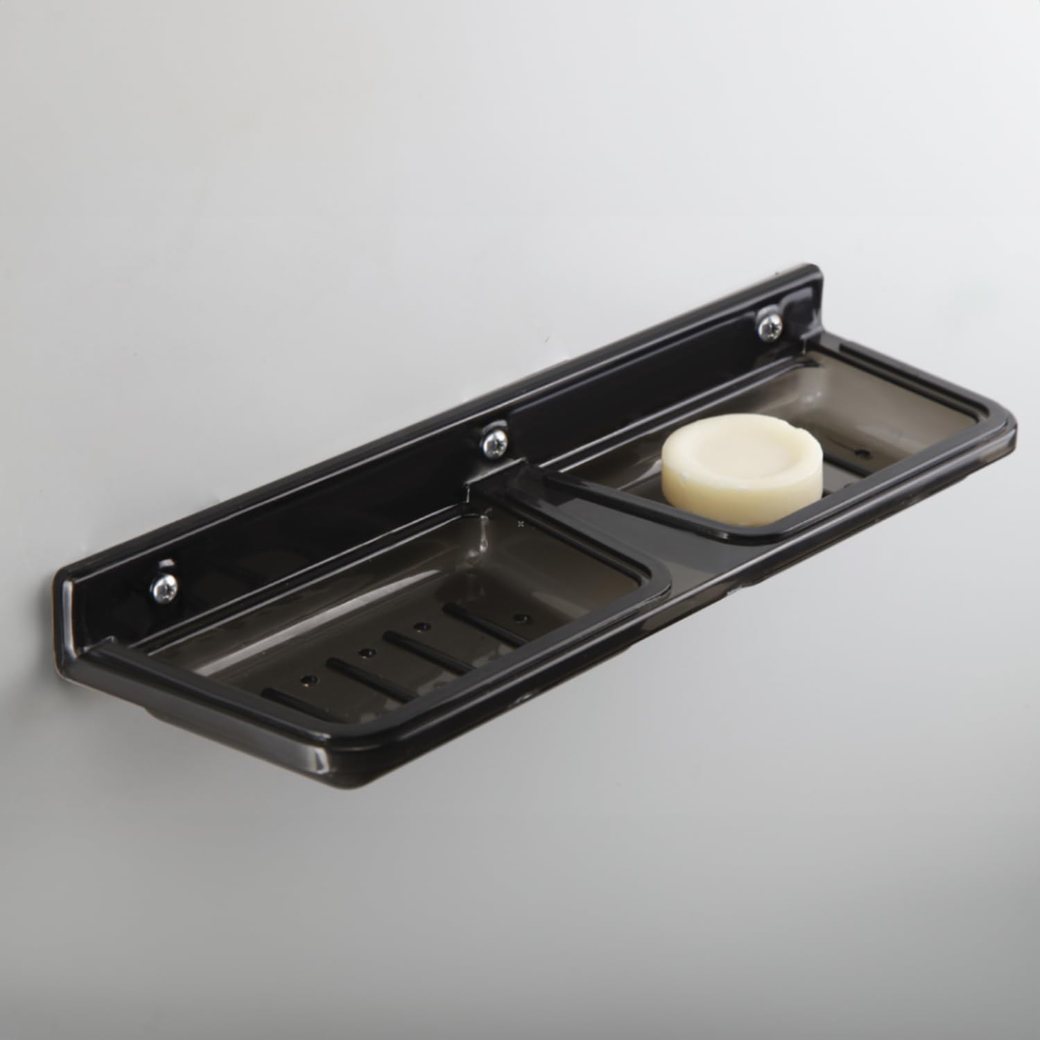 CENTURY Bath Double Soap Dish | ABS Soap Holder | Soap Dish for Bathroom | Bathroom Accessories | Dish Soap Holder for Kitchen Sink | Smoke Black Holder | Pack of 2, CAL-1112