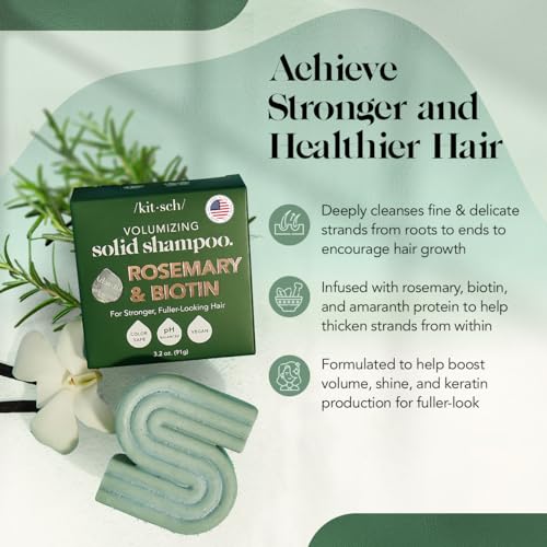 Kitsch Rosemary & Biotin Shampoo Bar - For Hair Growth, Strengthening, Thickening & Volumizing Shampoo for Women and Men - Free of Parabens, Sulfates & Silicones - Made in USA - 3.2 oz - Image 4
