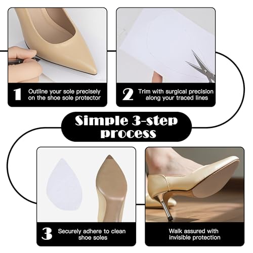 Image of 6 Pcs Shoe Sole Protector - Self-Adhesive Anti-Slip Grips for High Heels & Boots & Dress Shoes, Non-Slip Shoe Bottom Pads for Women (6 x 4 Inches, Clear)