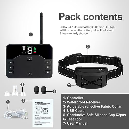 Wireless Dog Fence, Electric Fence for Dogs Shocks Training Collar, Wireless Dog Boundary, Adjustable Pet Containment System for All Dogs - Thumbnail 7