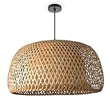 paco home plafone bambù sospensione boho soggiorno lampada a cesto natura vintage e27 retrò bar, tipo di lampada:luce a sospensione - tipo 2, colore/dimensione:beige (Ø45 cm)