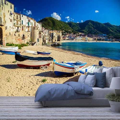 Papier Peint Salon Hôtel Luxe au Motif Paysage Insulaire