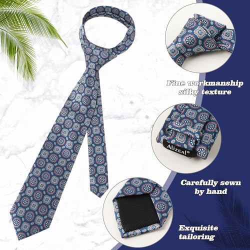 Image of Alizeal Mens Vintage Solid Plaid Tie with Pocket Square 3.15inches Necktie Set
