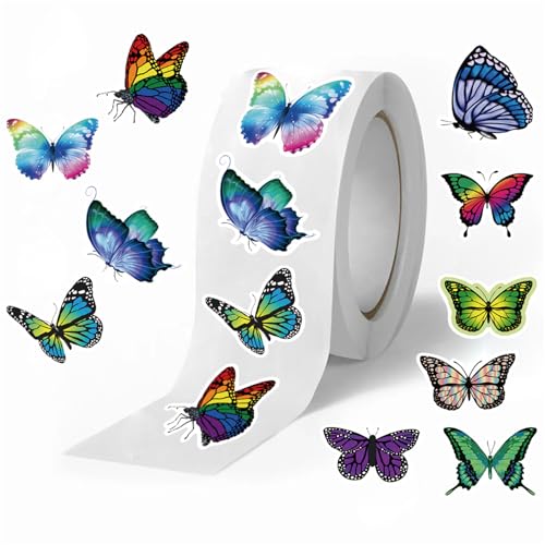 500Pcs Colorful Butterfly Label Sticker for Kids Boy Teacher 1 Roll 10 Styles Cute Animal Stickers Reward Cute Space Stickers Office Supplies Incentives Sticker Animal Party Favor Decal (Blue)