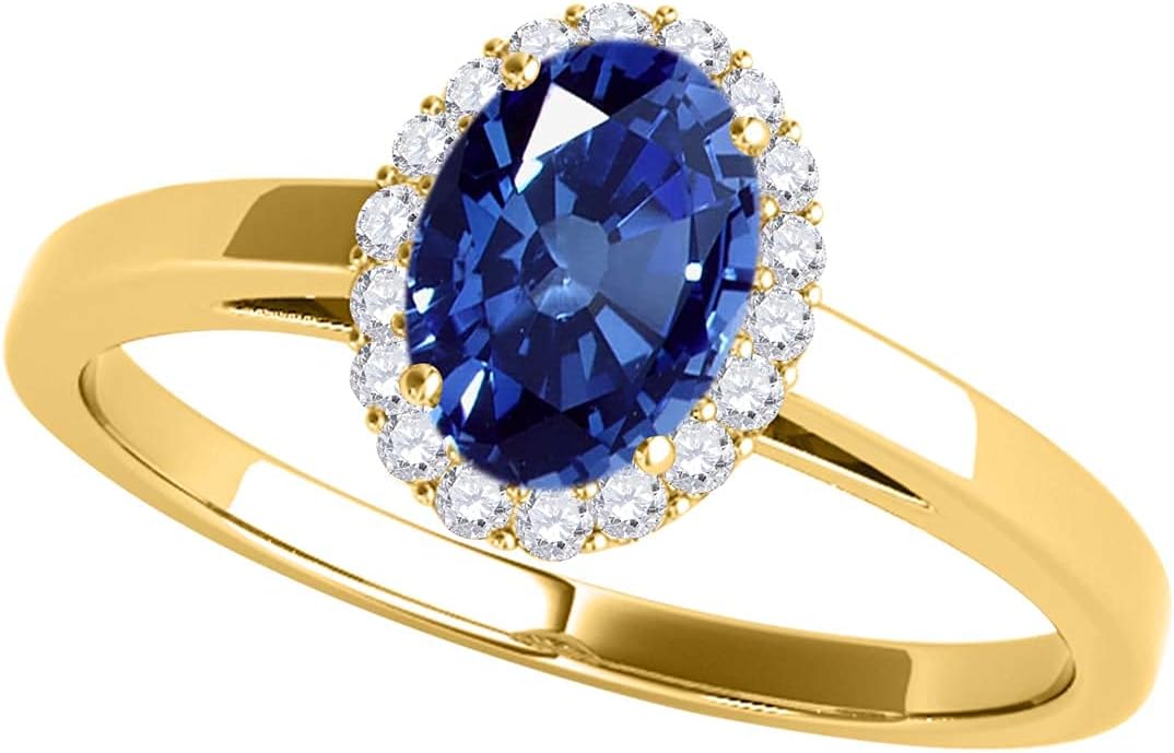 0.70 Carat Sapphire And Diamond Bridal Set 4-prong 10K Yellow Gold