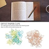 Metallic Paper Clips with Lovely Shape, Lightweight and Portable for Office File Classification, Prevention, Increase Slip, Durably Metal Material, Bright