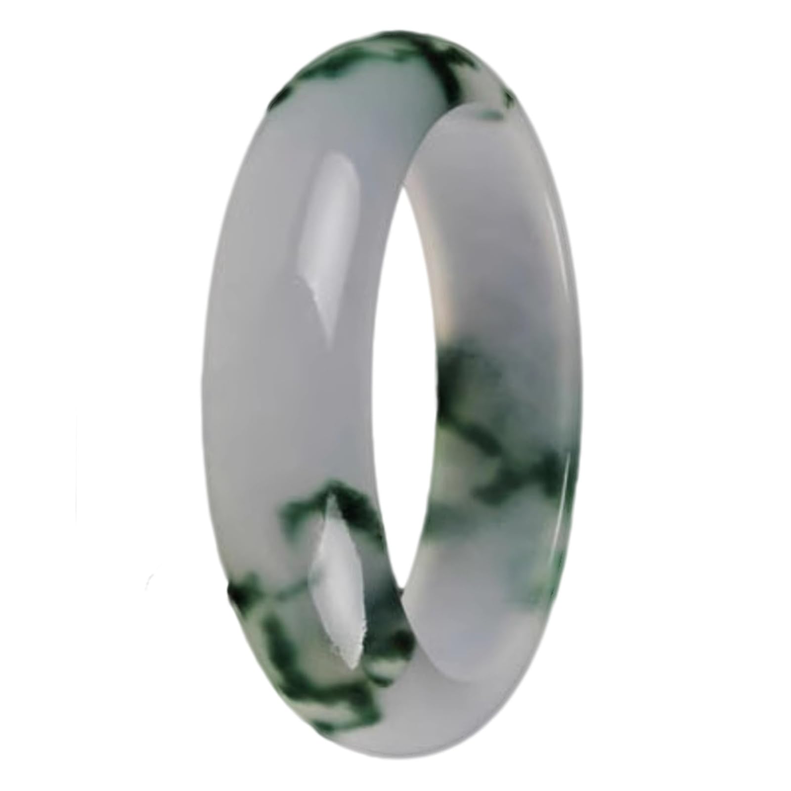 Bracelet jonc en jade véritable et agate, un bijou d'exception avec fleur flottante verte