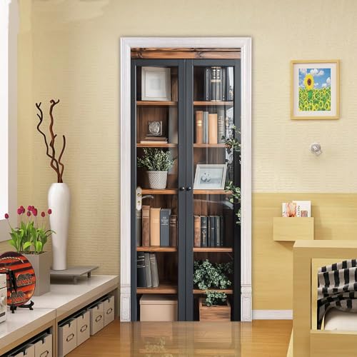 Vinilo decorativo Bookcase Door 30.3 x 78.7 in miniatura 2