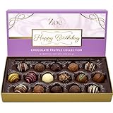 CRAVINGS BY ZOE Happy Birthday Chocolate Truffles Gift Box | 16 Count | Assorted Gourmet Milk & Dark Chocolate Candy Food Gift Basket | Birthday Gifts for Women & Men Mom Dad Kid Him Her Adult Family