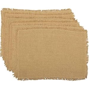 VHC Brands Burlap Farmhouse Placemat, Set of 6, 12x18, Natural Tan VHC Brands Burlap Farmhouse Placemat Set of 6 12×18 Natural Tan