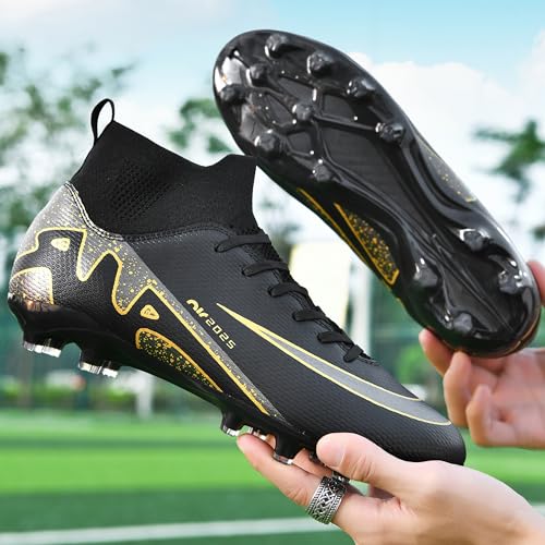 Xjiodf Men'S Soccer Shoes Football Cleats High-Tops Lace-Up Non-Slip Spikes Indoor Outdoor Sports Athletic Baseball Lacrosse Sneaker Black Eu 42 thumb #5