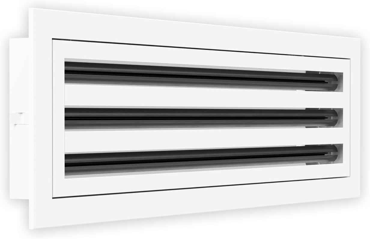QuietCool 22x6 Modern Design AC Grille - Aluminum White - Air Vent - Linear Slot Diffuser - Register Grille for Heating and Cooling - Compatible with Ceiling, Wall, or Floor Registers