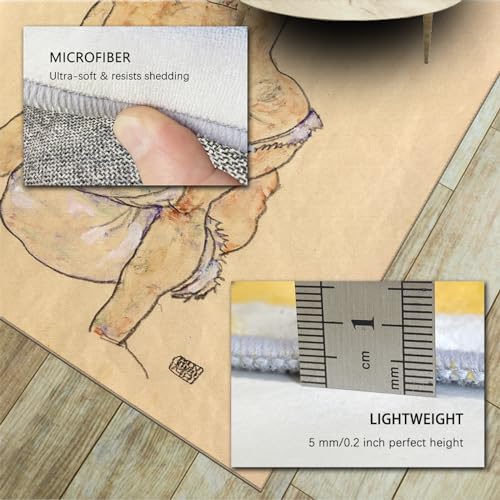 Tapis Egon Schiele femme en slip vue arrière tapis d'art lavable haut de gamme - 5