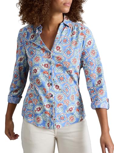 Image of White Stuff Women's Annie Jersey Shirt - Long Sleeve Casual Shirt - Blue PR - Size 12