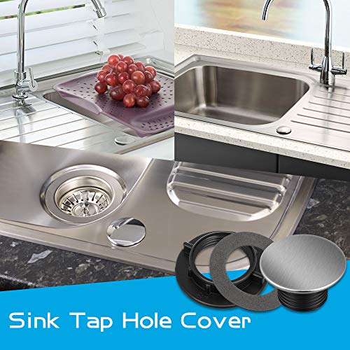 Image of Kitchen Faucet Hole Cover Stainless Steel, Premium Sink Tap Hole Cover, Brushed Stainless Steel