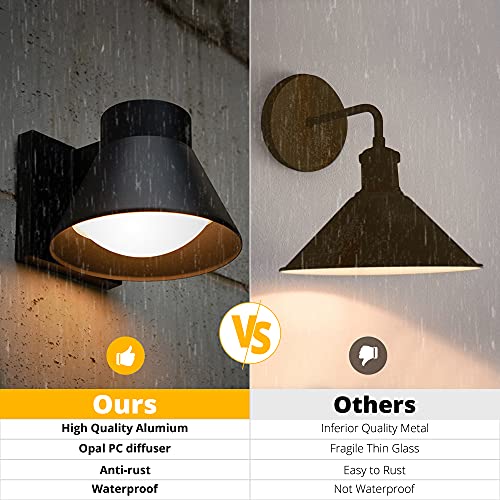 Ume 2 Pack Led Outdoor Wall Light Fixtures, Black Front Porch Lights Wall Mount Lighting thumb #3