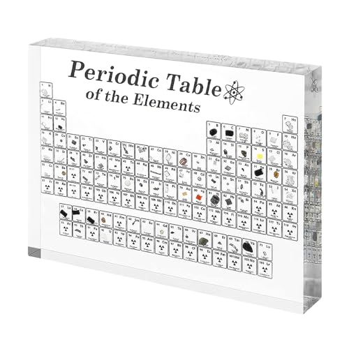 Image of BRAINLE Real 3D Periodic Table of Elements Chart, 118 Elements Printe On Acrylic Glass 20 CM x 12.5 CM Large Chemistry, Science Educational Poster Gift for Science Lovers