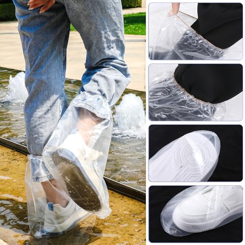 10 Paare Wasserdichte Regenschuh Abdeckungen mit Gummizug, Einweg Stiefelüberzieher für Männer und Frauen, Transparenter Überziehschuhe Wasserdichte Rutschfeste für Outdoor Camping
