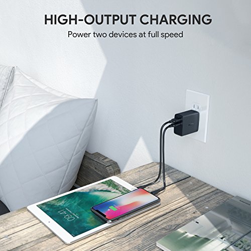 AUKEY USB Wall Charger, Ultra Compact Dual Port 24W 4.8A Output & Foldable Plug, Compatible with iPhone 12 Pro Max/11 Pro Max/XS/XR, iPad Pro/Air 2 / Mini 4, Kindle Fire and More - Thumbnail 2