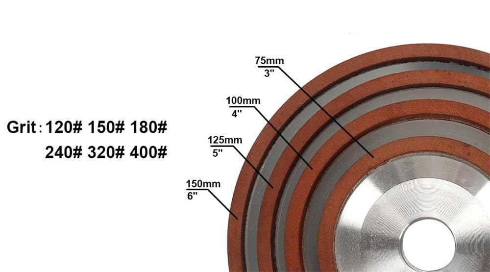 Disque d'affûtage de fraise 75/100/125/150 mm, meule à coupe, meule diamantée 150/320#, outil de polissage des métaux(125MMX32MMX10MMX320)