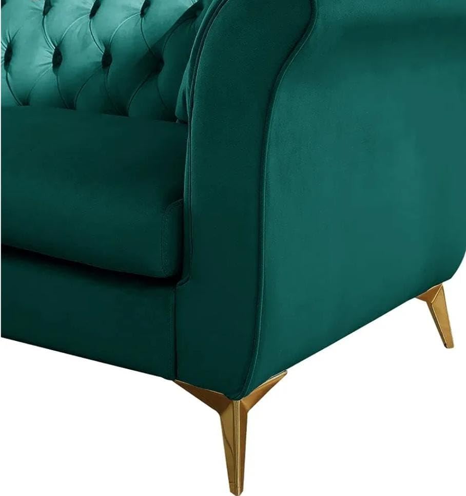 Image of Royale Curved Arm Tufted Three Seater Elegant Wooden Base Sofa in Wide Extravagant Fabric, Gives Luxurious Look for Home /Living Room /Office /Guest Room /Hotels