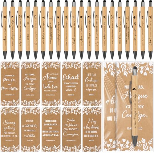 20 Sets Spanish Christian Gifts Regalos Cristianos En Español Spanish Gift Christian Bible Verse Pens and Bookmarks Religious Gifts for Women Men School Supplies, Church, and Bible Study